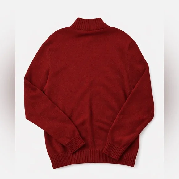 Polo Ralph Lauren Quarter Zip Sweater Mens M Red Cotton Mock Neck Pullover - Picture 5 of 5